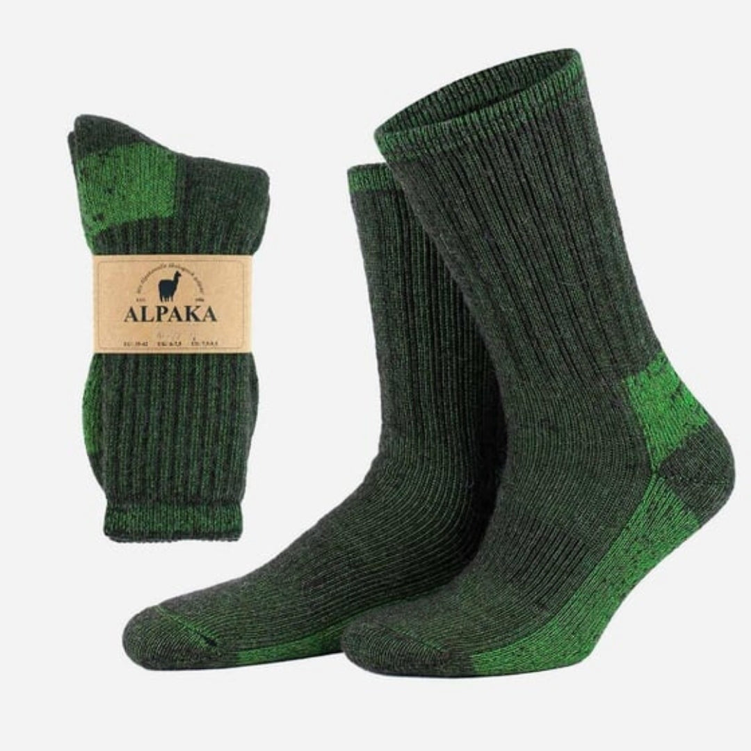 Unisex Alpaca Wool Towel Winter Brown/Green Ankle Sock SCB-316