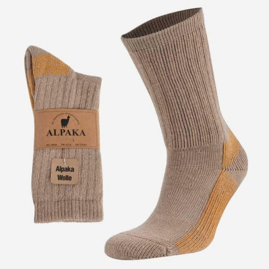 Unisex Alpaca Wool Towel Winter Beige/Orange Ankle Sock SCB-324