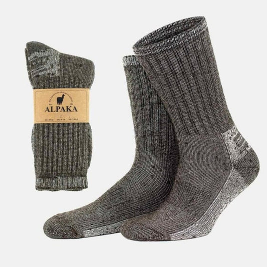 Unisex Alpaca Wool Towel Winter Brown/Ecru Ankle Sock SCB-317