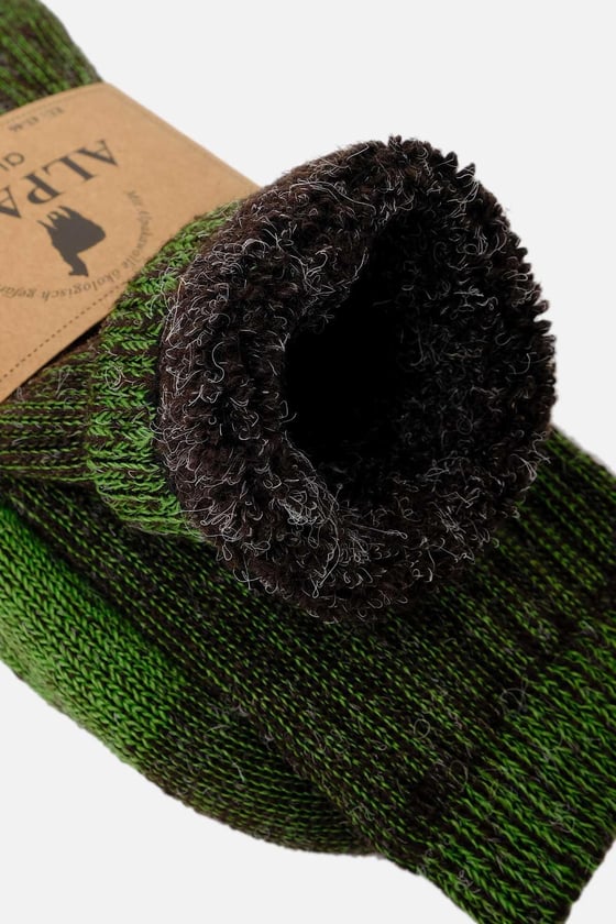 Unisex Alpaca Wool Towel Winter Brown/Green Ankle Sock SCB-316