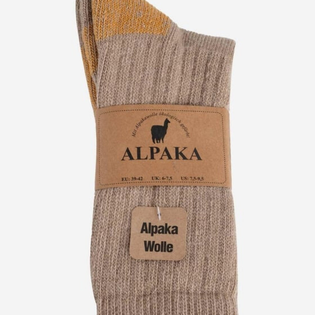 Unisex Alpaca Wool Towel Winter Beige/Orange Ankle Sock SCB-324