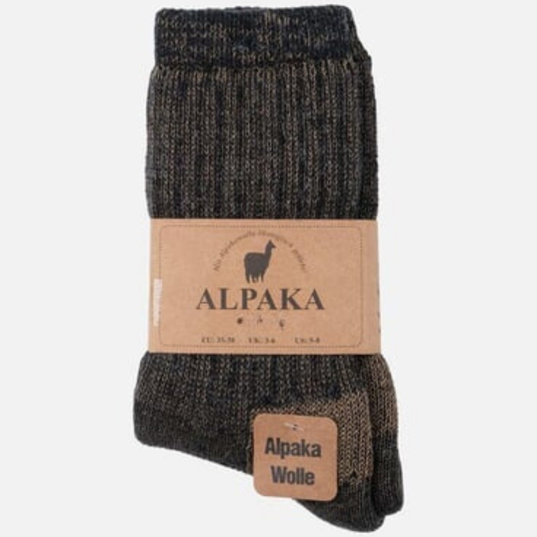 Unisex Alpaca Wool Towel Winter Anthracite/Beige Ankle Sock SCB-322