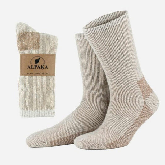 Unisex Alpaca Wool Towel Winter Ecru/Beige Ankle Sock SCB-319