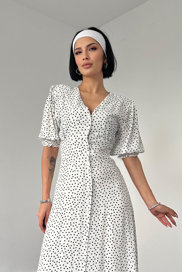 Gathers at Back and Waist Hem Dress - White 2*S / 2*M / 2*L