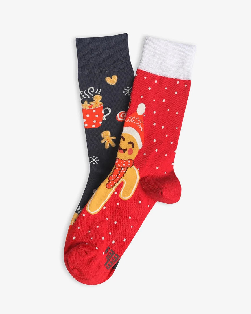 Cookie Patterned Mismatched Christmas Socks SCB-349