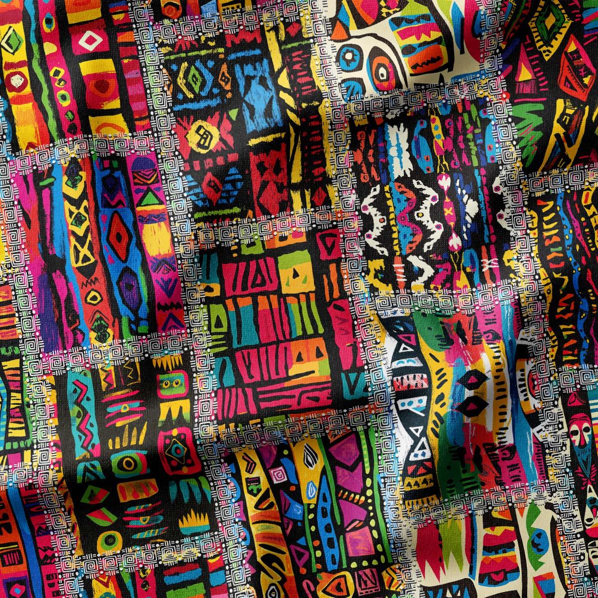 African Patchwork Patterned Fabric SCB-465