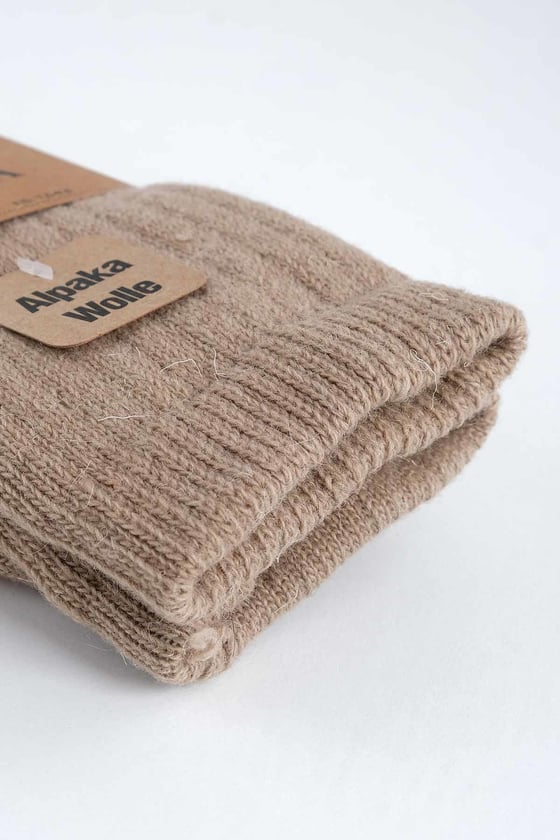 Unisex Alpaca Wool Towel Winter Beige/Orange Ankle Sock SCB-324