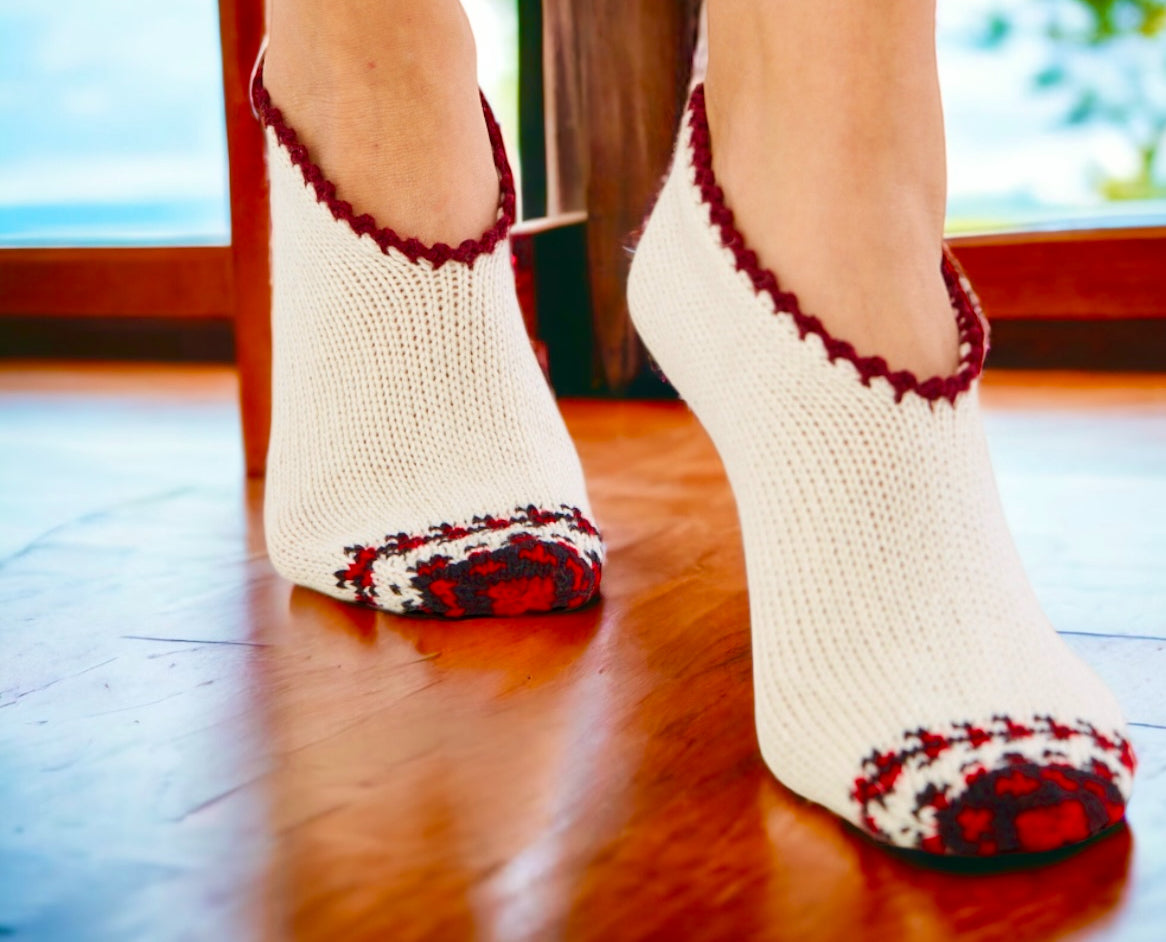 Hand-Knitted Wool Slippers for Women SCB-328