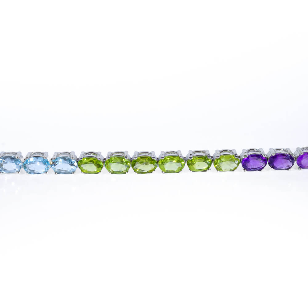 Amethyst-Zebercet-Blue Topaz Gemstone Silver Bracelet SCB-012 