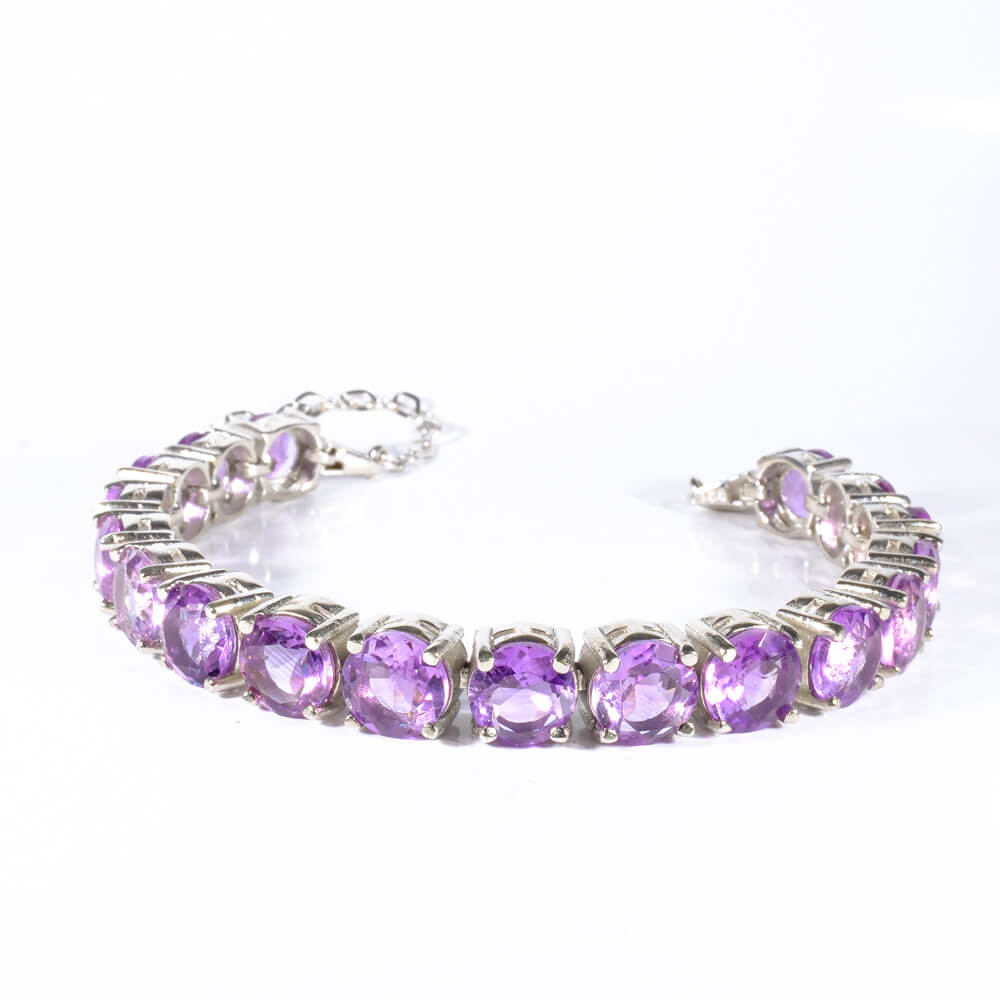 Amethyst Gemstone Silver Bracelet SCB-008 