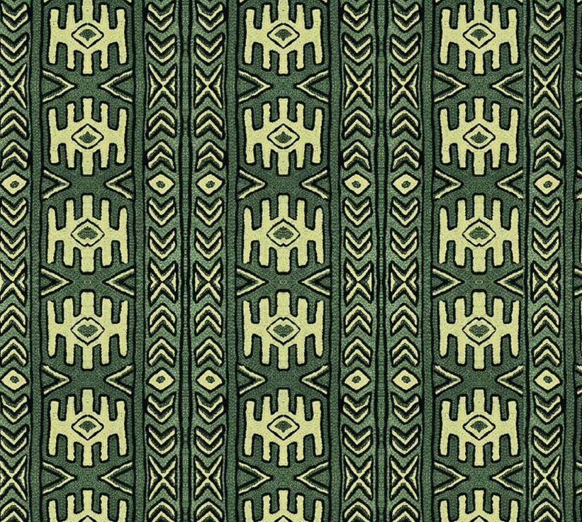 Aztec Kilim Patterned Fabric (Green) SCB-448 