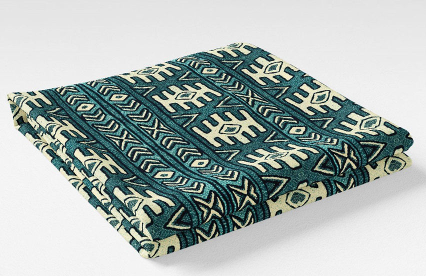 Aztec Kilim Patterned Fabric (Turquoise) SCB-449 