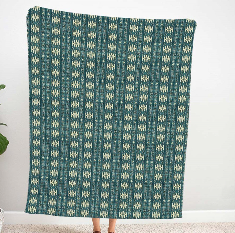 Aztec Kilim Patterned Fabric (Turquoise) SCB-449 