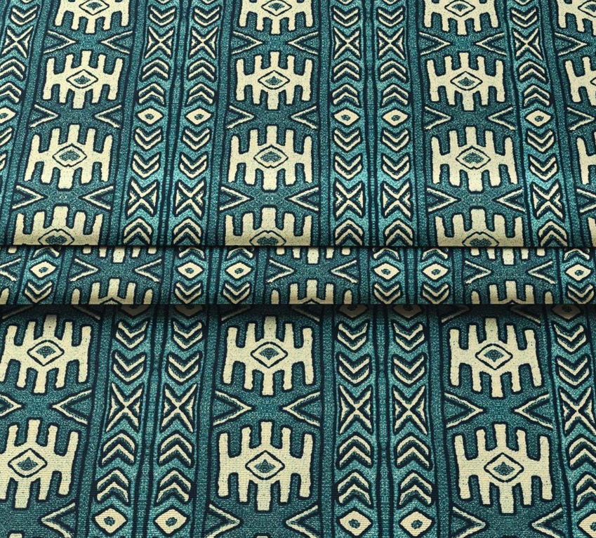 Aztec Kilim Patterned Fabric (Turquoise) SCB-449 