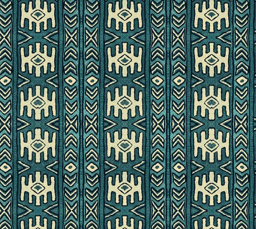 Aztec Kilim Patterned Fabric (Turquoise) SCB-449 