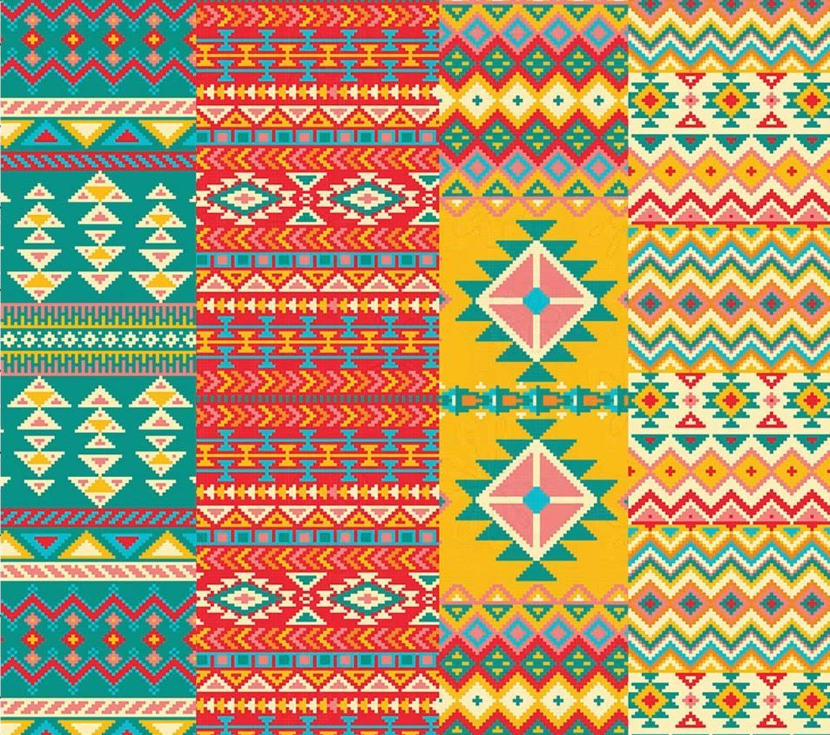 Aztec Patchwork Patterned Fabric SCB-450 