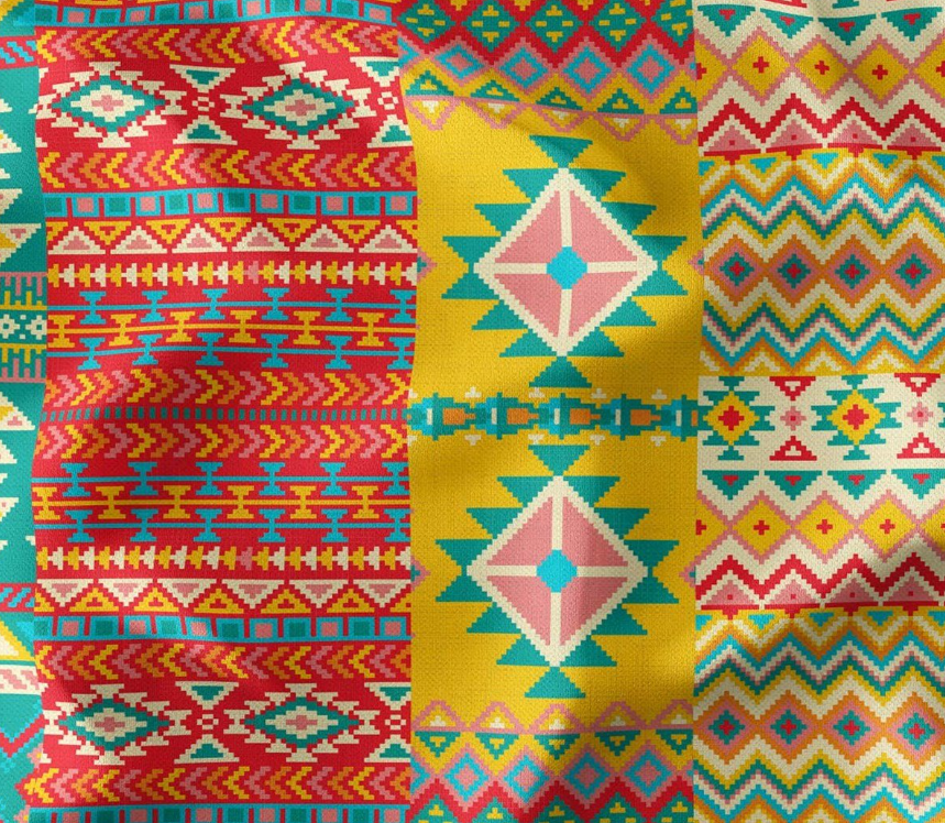 Aztec Patchwork Patterned Fabric SCB-450 