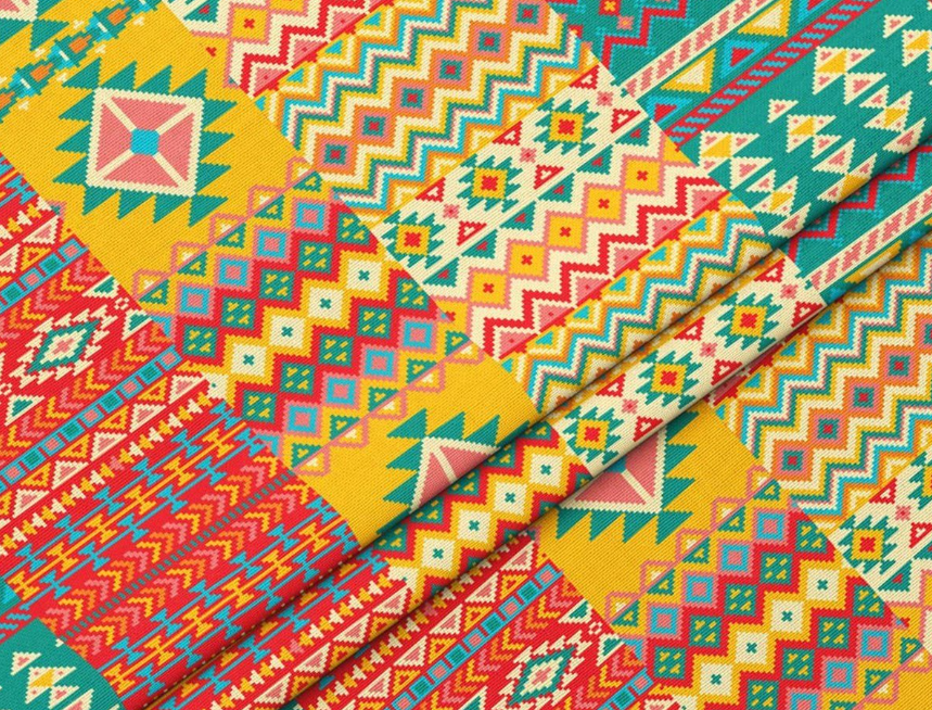 Aztec Patchwork Patterned Fabric SCB-450 