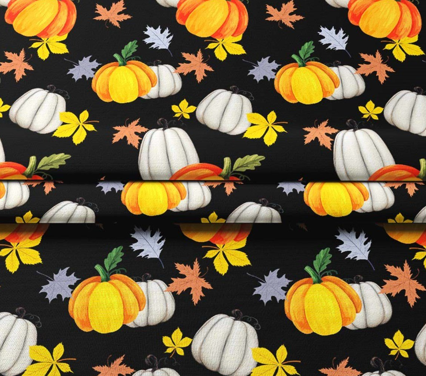 Black Background Pumpkin Patterned Fabric SCB034 