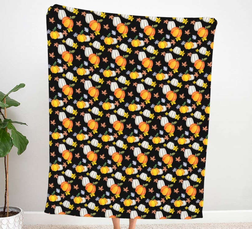 Black Background Pumpkin Patterned Fabric SCB034 