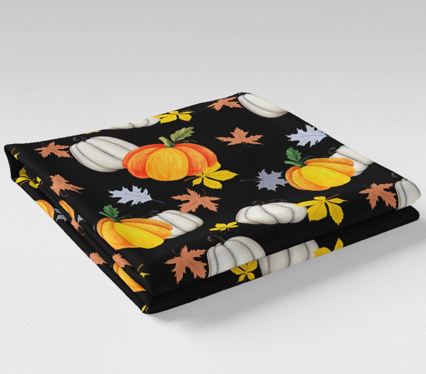 Black Background Pumpkin Patterned Fabric SCB034 