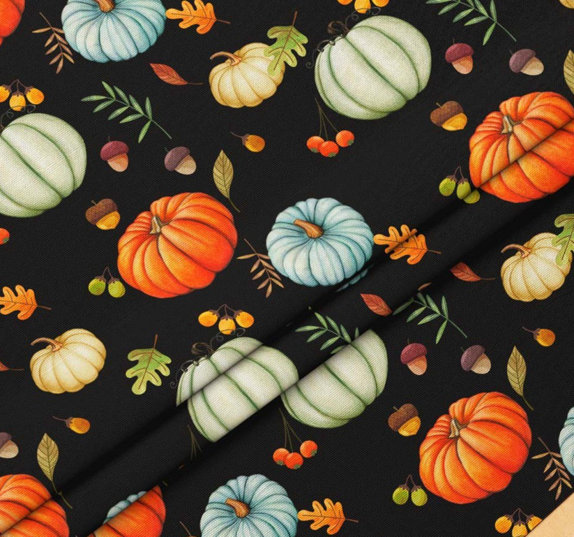 Black Background Pumpkin Patterned Fabric SCB036 