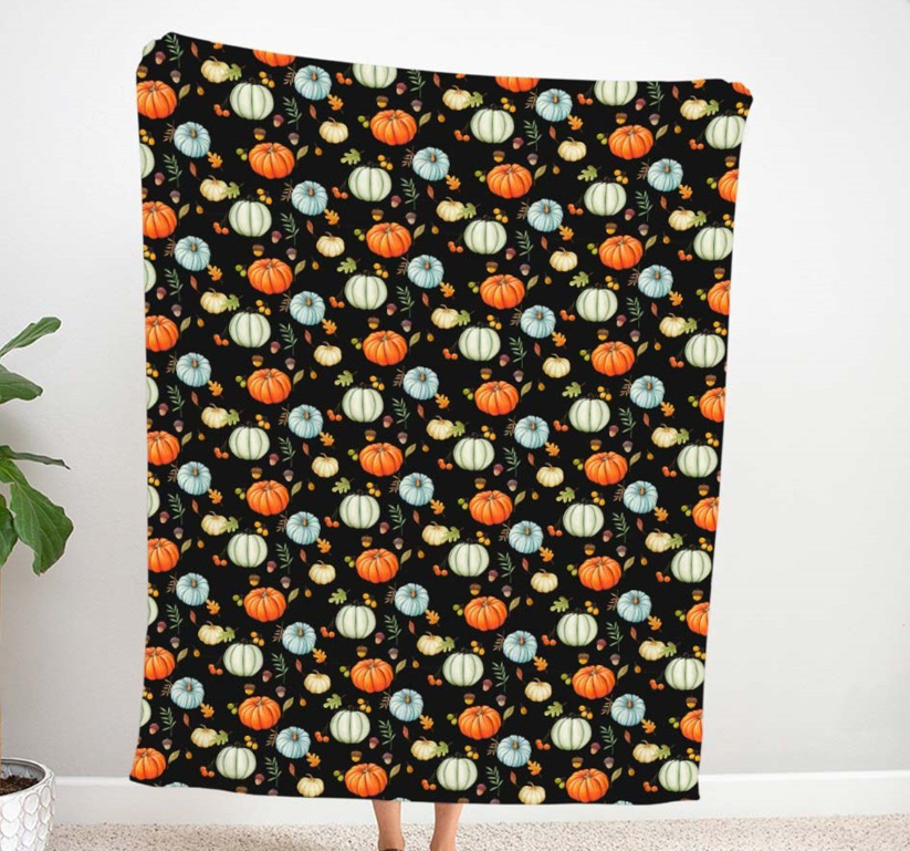 Black Background Pumpkin Patterned Fabric SCB036 