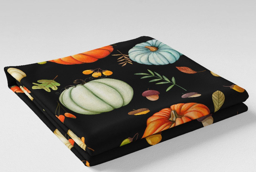 Black Background Pumpkin Patterned Fabric SCB036 