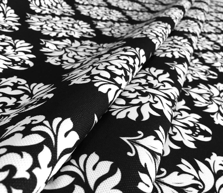 Black White Damask Patterned Fabric SCB-407 