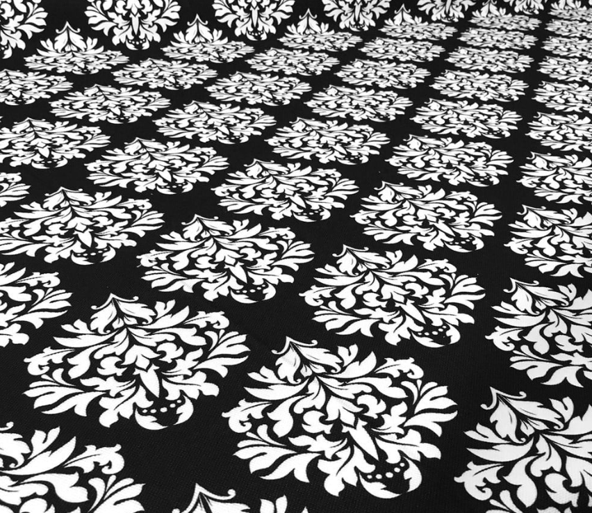 Black White Damask Patterned Fabric SCB-407 