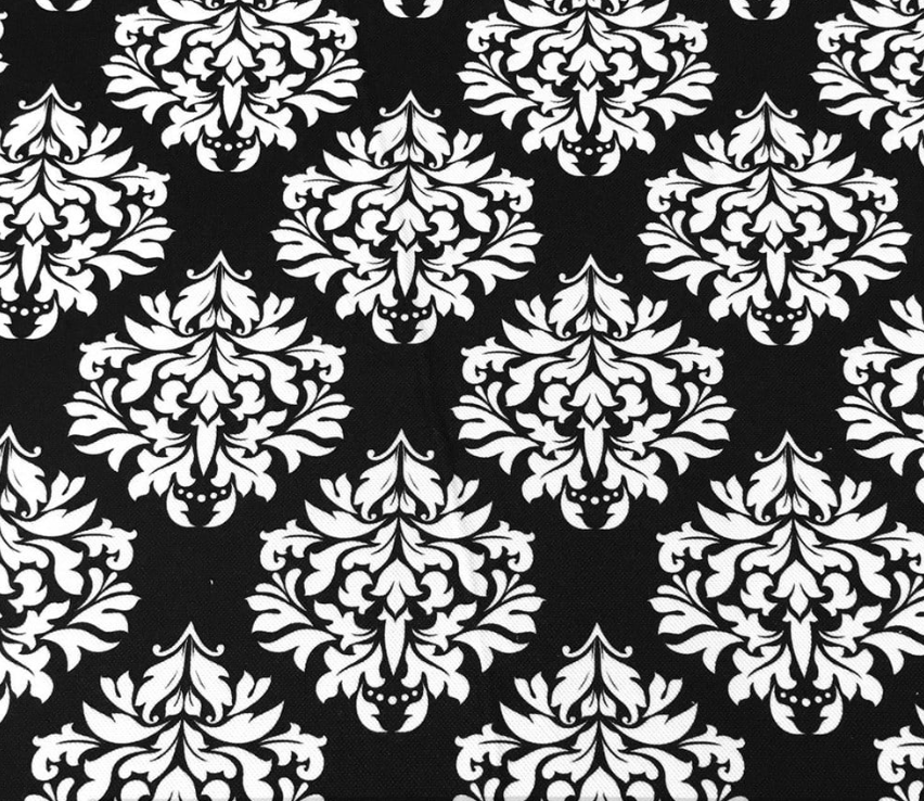 Black White Damask Patterned Fabric SCB-407 