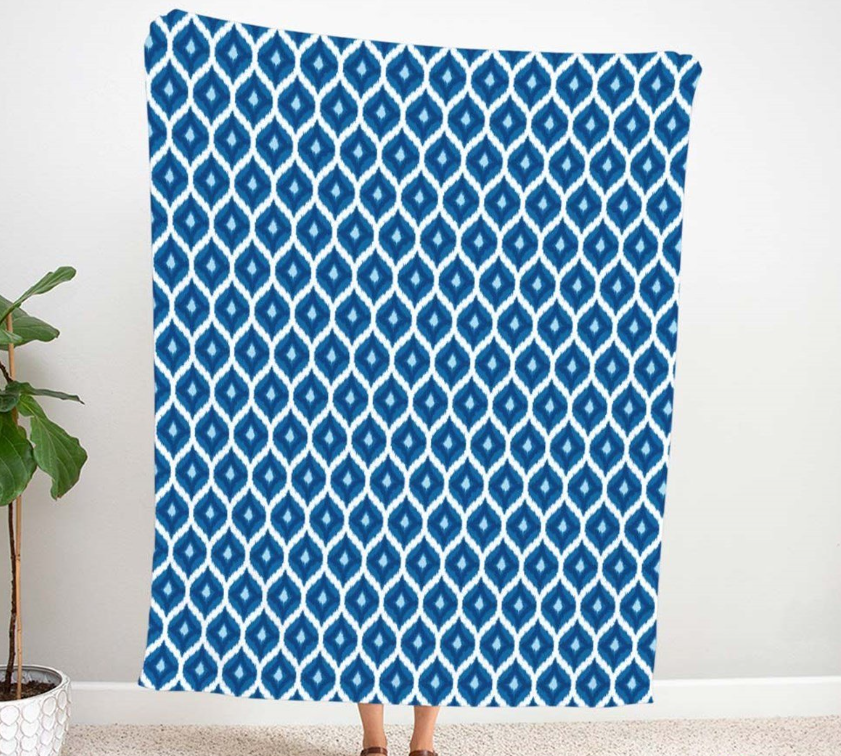 Blue Diamond Ikat Patterned Fabric SCB-437 