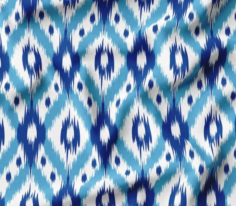 Blue Navy Diamond Ikat Patterned Fabric SCB-383 