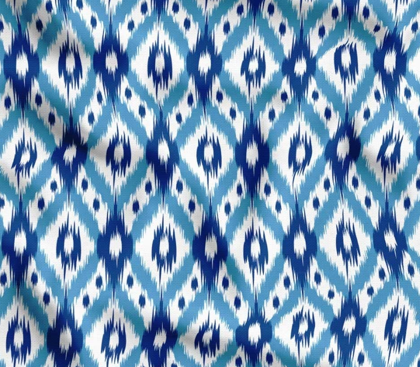 Blue Navy Diamond Ikat Patterned Fabric SCB-383 