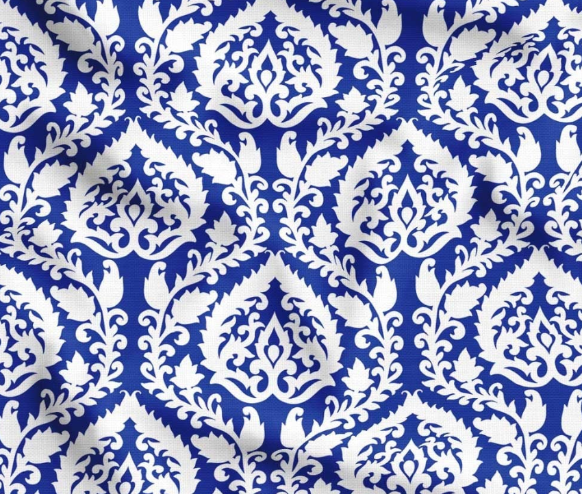 Blue and White Damask Patterned Fabric SCB-377 