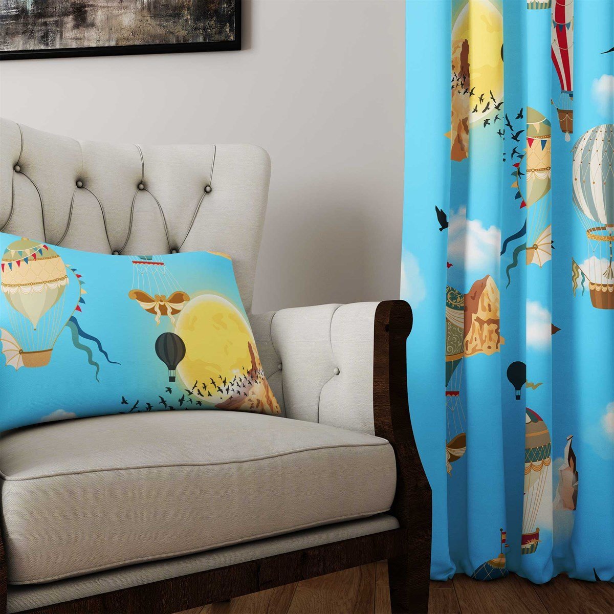 Cappadocia and Balloons Patterned Fabric SCB-276 