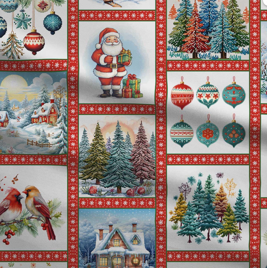 Christmas Cross-Stitch Patterned Fabric SCB026 