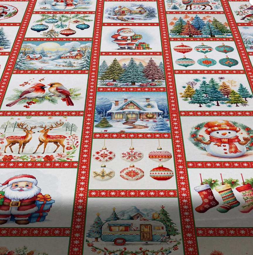 Christmas Cross-Stitch Patterned Fabric SCB026 