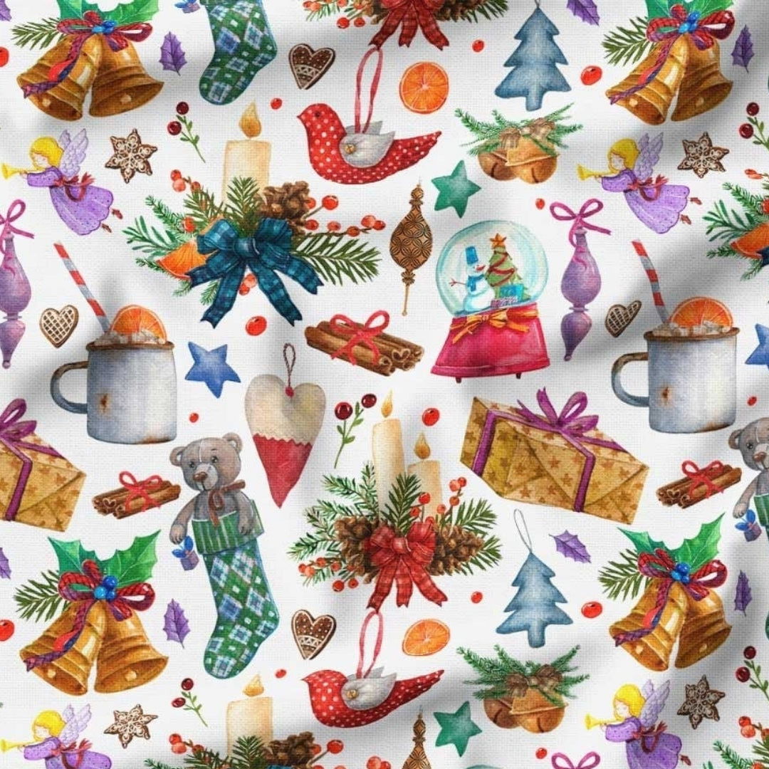 Christmas Ornaments Patterned Fabric - SCB-F12356 