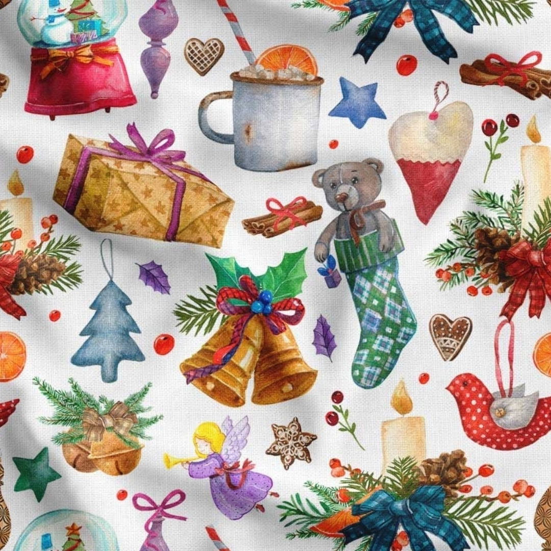 Christmas Ornaments Patterned Fabric - SCB-F12356 