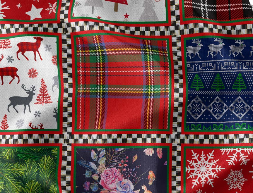 Christmas Patchwork Patterned Fabric SCB025 