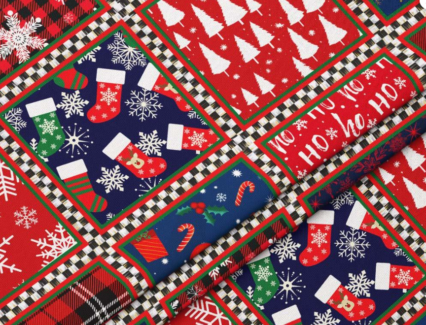 Christmas Patchwork Patterned Fabric SCB025 