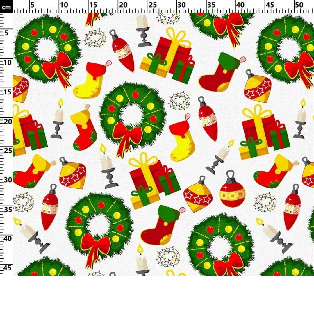 Christmas Wreath Patterned Fabric - SCB-F12357 