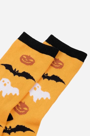 Cotton Halloween Themed Yellow Ankle Sock SCB-289 