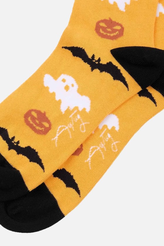 Cotton Halloween Themed Yellow Ankle Sock SCB-289 