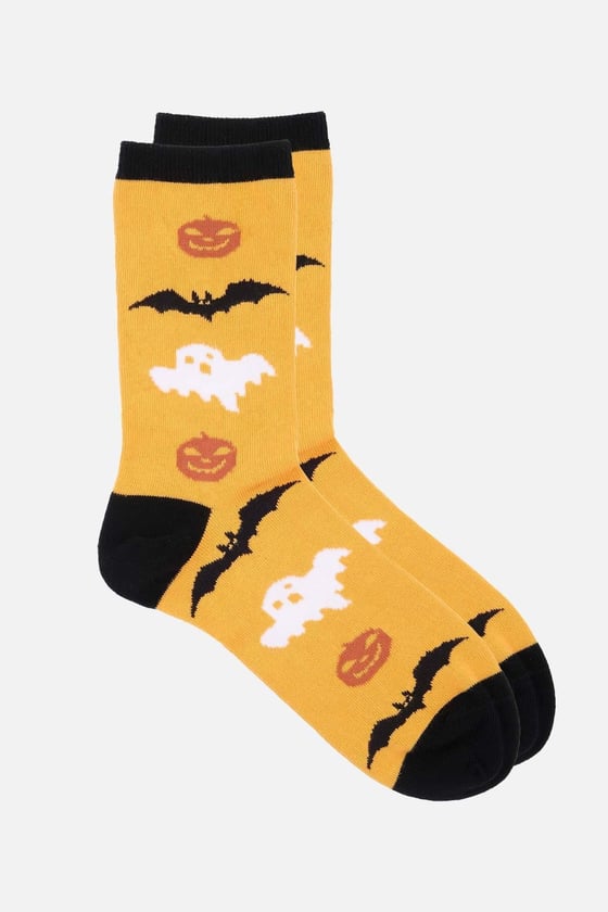 Cotton Halloween Themed Yellow Ankle Sock SCB-289 