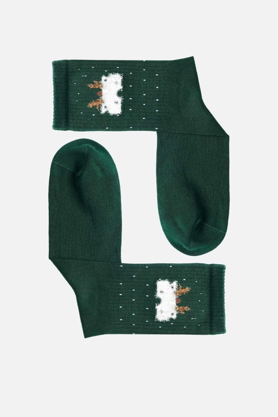 Cotton Single Green Christmas Themed Sock SCB-292 