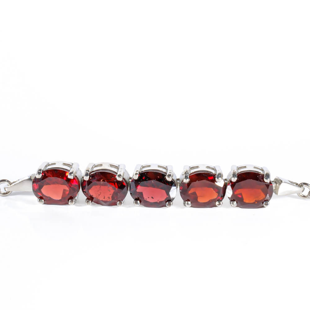 Garnet (Lal) Gemstone Silver Bracelet SCB-018 