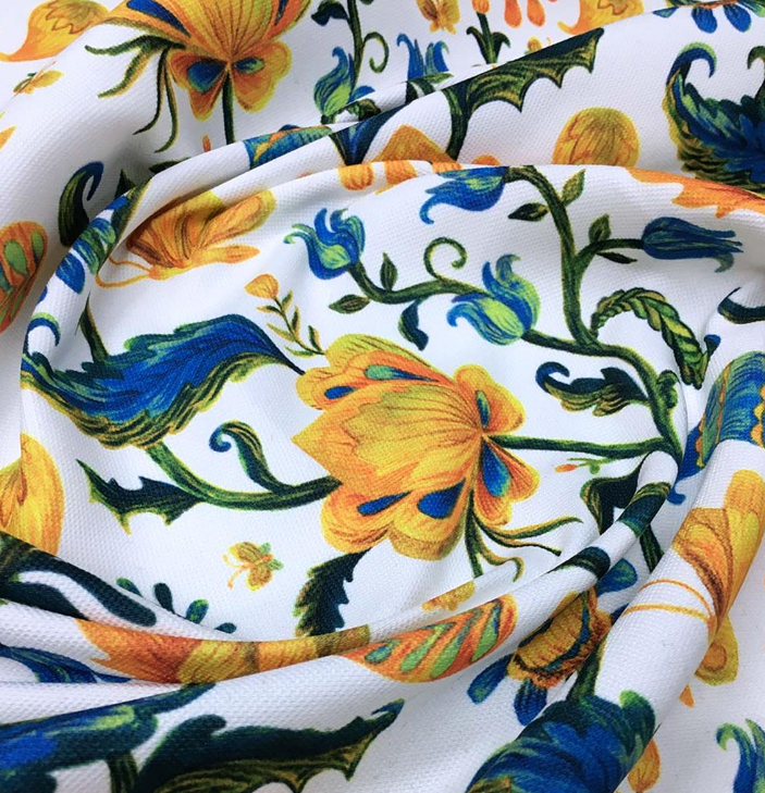 Gobelin Yellow Flower Patterned Fabric SCB-145 