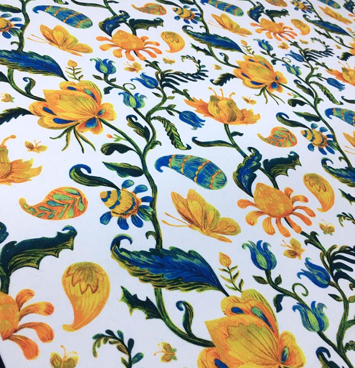 Gobelin Yellow Flower Patterned Fabric SCB-145 